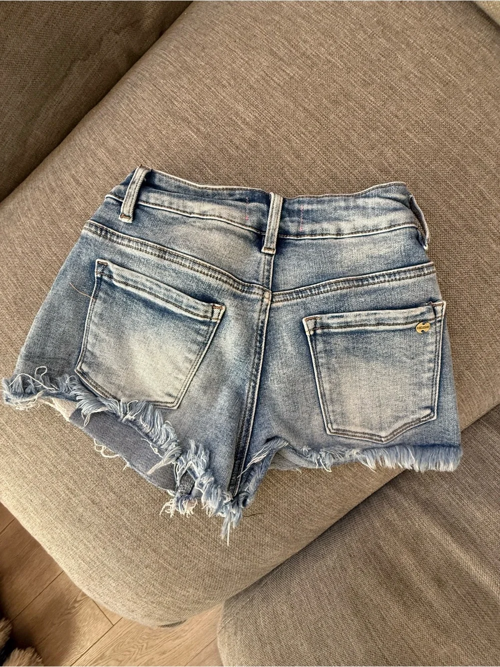 Disclosure Light Blue Distressed Denim Shorts